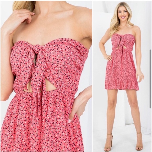 Pink patriotic star print 4th of July women’s cute mini dress - Picture 3 of 5